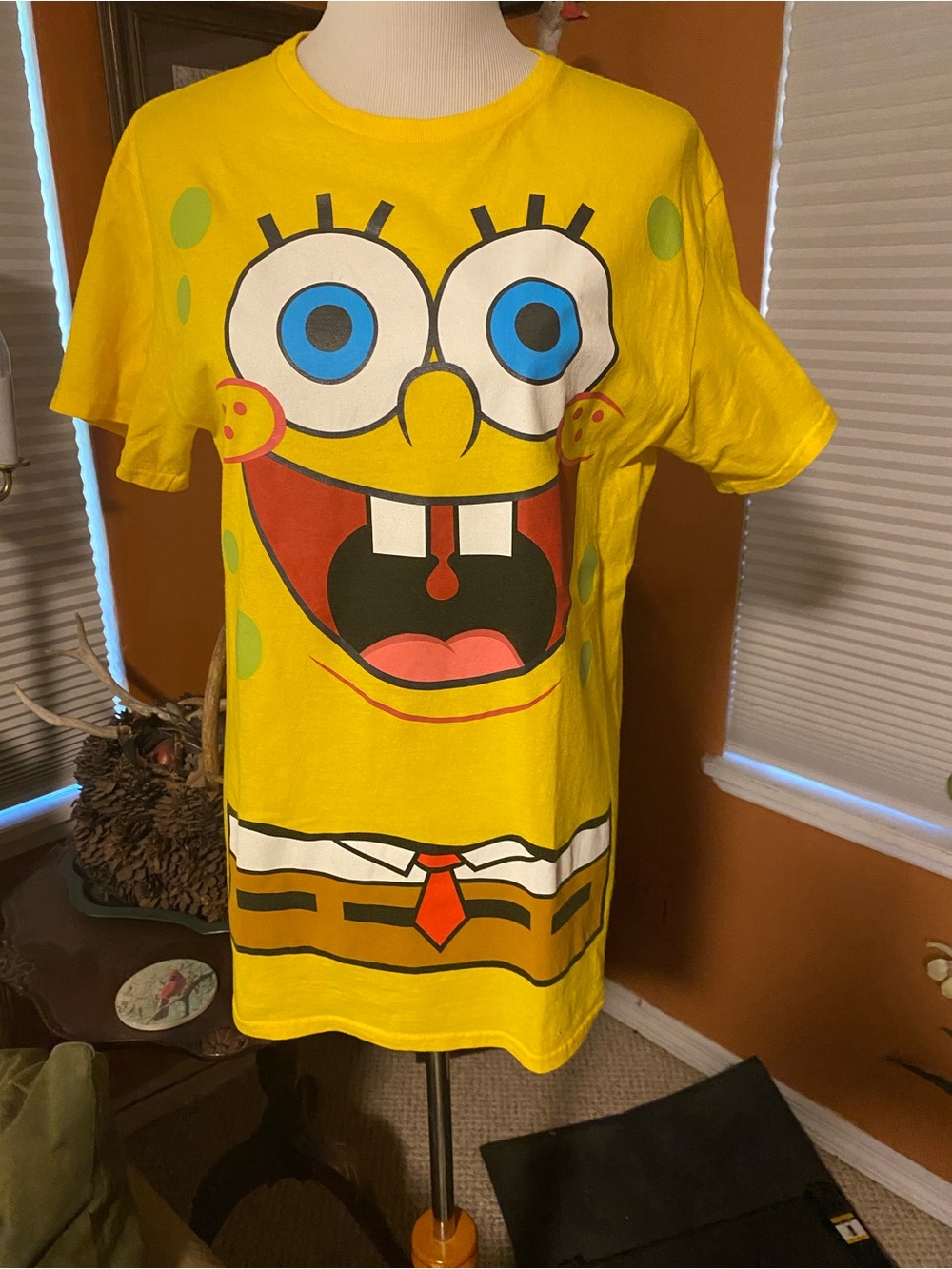 SPONGEBOB Squarepants Yellow Graphic Short Sleeve Tee with Blue Eyes